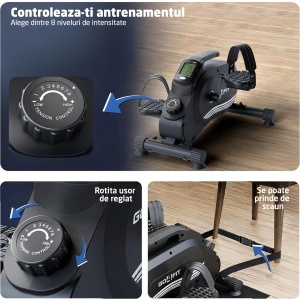 Mini Bicicleta Magnetica GO4FIT®, Model GF530, Pedalier Picioare si Brate, Greutate Maxima Utilizator 120 kg, Rezistenta Magnetica Reglabila, 8 Niveluri de Intensitate, Ecran LCD, Monitorizare Timp, Distanta, Viteza, RPM - Img 4