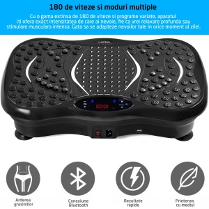 Resigilat - Aparat vibromasaj, GO4FIT, model V1000, Putere 200 W, Greutate Maxima 120 kg, Culoare Placa: Negru - Img 7