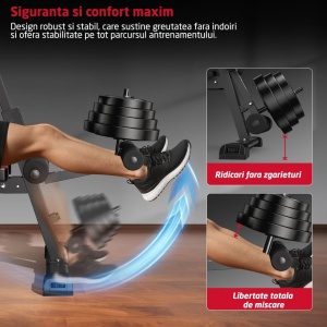 Resigilat - Banca Antrenament Multifunctionala 3-in-1 GO4FIT®, Model B300, Pliabila, Suport Ajustabil & Extensii Picioare, Inclinare Spatar -30° la 86°, Cadru Otel Solid, Greutate Maxima 120kg, Ideala Fitness Acasa, Exercitii Forta, Abdomen, Piept, Biceps - Img 4