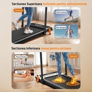 Resigilat - Banda de Alergare Reversibila GO4FIT®, Model FIT30, Functie Alergare sau Masaj, Viteza Maxima 12 km/h, Motor 2.5 CP, Telecomanda, Monitorizare: Timp, Calorii, Distanta, Viteza, Suprafata Alergare 100x40 cm, Greutate Utilizator 120 kg - Img 3