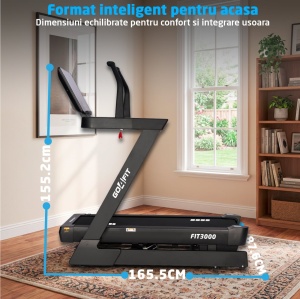 Resigilat - Banda de Alergat GO4FIT® Model FIT3000, Viteza 22 km/h, Motor 4.5 CP, Inclinare Automata -6 - 48%, 15 Programe, Bluetooth,Suprafata Alergare 135 x 52 cm, Greutate Utilizator 140 kg, Ecran LED - Img 5