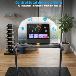 Resigilat - Banda de Alergat GO4FIT® Model FIT800, Viteza Maxima 20 km/h, Motor 4.0 CP, Inclinare Automata 20 Nivele, Pliere Hidraulica, 15 Programe, Bluetooth, Kinomap, Zwift, FitShow, Greutate Utilizator 120 kg - Img 3