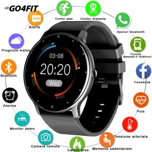 RESIGILAT - Ceas smartwatch si bratara fitness, GO4FIT® , model GF03, Notificari Apeluri/Sms/Social Media, monitorizare activitati fizice, somn, ritm cardiac, pedometru, player muzica, rezistent la ap - Img 2