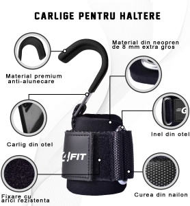 RESIGILAT - Chingi pentru ridicare greutati GO4FIT, lifting hooks - Img 3