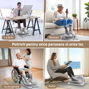 Resigilat - Mini Bicicleta Eliptica GO4FIT®, Model GF410, 12 Niveluri de Viteza Reglabile, Rotatie Inainte si Inversa, Control Magnetic Ultra Silentios, Ecran LED Tactil, Greutate Maxima 120 kg, Pentru Acasa, Birou si Recuperare, Alb/Gri - Img 3