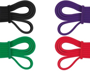 Set 4 Benzi Elastice Lungi GO4FIT®, Resistance Bands din Latex 100% Natural, 4 Niveluri de Rezistenta, Lungime 208 cm, pentru Fitness, Sala, Mobilitate, Stretching, Yoga si Gimnastica de Recuperare, Rosu/Negru/Mov/Verde - Img 8