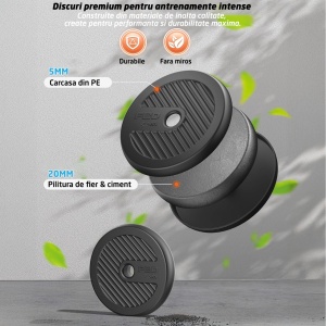 Set Gantere Reglabile GO4FIT, Model FED, 30kg, Extensie Haltera si Baza Kettlebell, Manere Flotari, Protectie Bara, Sistem de Prindere Sigur, Manere Antiderapante, Antrenament Complet Acasa sau Sala - Img 5