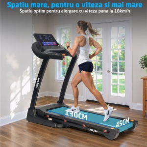Banda de Alergat GO4FIT® Model FIT700, Viteza Maxima 18 km/h, Motor 3.5 CP, Inclinare Automata 15 Nivele, Pliere Hidraulica, 15 Programe, Bluetooth, Greutate Utilizator 120 kg, Ecran LED, Cheie de Siguranta, Roti Transport - Img 2