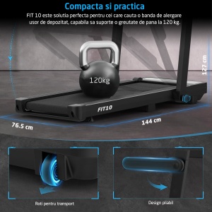 Banda de Alergat GO4FIT® Slim, Model FIT10, Motor 2.5CP, Viteza Maxima 12km/h, Greutate Utilizator 120 kg, - Img 4