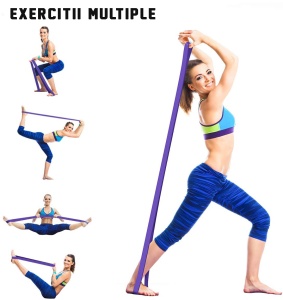 Banda Elastica Lunga GO4FIT®, Resistance Band din Latex 100% Natural, Rezistenta 18-36 kg, Lungime 208 cm, pentru Fitness, Sala, Mobilitate, Stretching, Yoga si Gimnastica de Recuperare, Incepatori si Avansati, Mov - Img 5