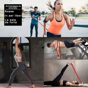 Banda Elastica Lunga GO4FIT®, Resistance Band din Latex 100% Natural, Rezistenta 7-16 kg, Lungime 208 cm, pentru Fitness, Sala, Mobilitate, Stretching, Yoga si Gimnastica de Recuperare, Incepatori si Avansati, Rosu - Img 4