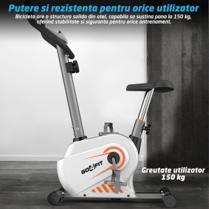 Bicicleta Magnetica Fitness GO4FIT®, Model GF100, Volanta 3 kg, Rezistenta Magnetica Ajustabila, Greutate Maxima 130 kg - Img 3