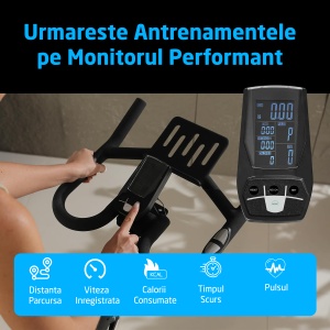 Bicicleta Spinning Magnetica GO4FIT® Model GF220 PRO, Volanta 18kg, Rezistenta Ajustabila, Greutate Maxima Utilizator 150kg - Img 5