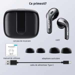 Casti Wireless Audio, GO4FIT®, Model GX08, Afisare LED, Autonomie 30 h, Negru - Img 6