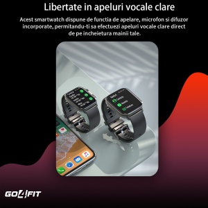 Ceas Smartwatch GO4FIT®, Ecran Touch 1.95’’ Amoled, Apeluri, Notificari, Microfon, Difuzor, Autonomie 7 Zile, culoarea negru - Img 4