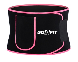 Centura de Slabit GO4FIT® pentru Fitness, Efect de Sauna, Neopren Gros fara Latex, Modelare Talie si Abdomen, Buzunar pentru Telefon, Inchidere Velcro Ajustabila, Flexibila si Confortabila, Roz