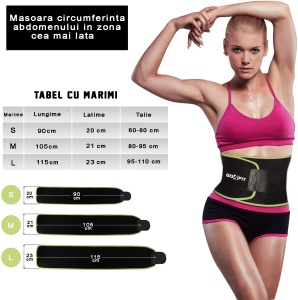 Centura de Slabit GO4FIT® pentru Fitness, Efect de Sauna, Neopren Gros fara Latex, Modelare Talie si Abdomen, Buzunar pentru Telefon, Inchidere Velcro Ajustabila, Flexibila si Confortabila, Verde - Img 3