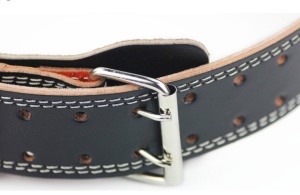 Centura pentru Ridicare Greutati GO4FIT® din Piele, Suport Lombar, Interior din Piele Intoarsa cu Burete, Elemente din Otel Inoxidabil, pentru Culturism, Bodybuilding, Cross Training si Fitness, Negru - Img 8