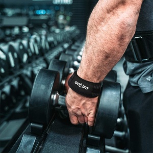 Chingi pentru Ridicare Greutati GO4FIT®, Set 2 Lifting Straps, Bumbac Rezistent Captusit cu Neopren, Aderenta si Protectie Sporita, pentru Haltere, Culturism si Crossfit, Antrenament Spate si Umeri, 60 cm, Marime Universala, Negru/Gri - Img 4