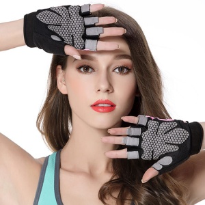 Manusi Fitness GO4FIT® pentru Sala, Material Respirabil Perforat, Palma Captusita 7 mm, Puncte de Silicon Antiderapante, Inchidere Velcro, Zona Absorbanta pe Degete, pentru Culturism, Crossfit si Ciclism, Roz/Negru - Img 4