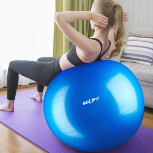 Minge fitness, GO4FIT, 65 cm, pentru exercitii gimnastica, yoga, aerobic, pilates, recuperare, pompa inclusa, culoarea albastru - Img 5