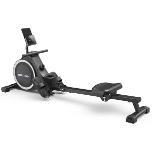 Resigilat - Aparat Vaslit GO4FIT® Model R100, Volanta Magnetica 4kg, Greutate Suportata 130kg, 16 Trepte, Bluetooth, Aplicatii, Kinomap, Zwift, FitShow, Pliabil, Suport Telefon, Afisaj Digital