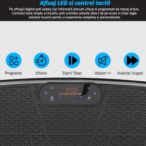 Resigilat - Aparat Vibromasaj GO4FIT®, Model V2000, 200W, Bluetooth & Boxe, Telecomanda, Greutate Maxima 150 kg, Culoare Placa: Alb - Img 3