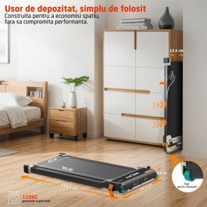 Resigilat - Banda de Alergare Reversibila GO4FIT®, Model FIT20, Functie Alergare sau Masaj, Viteza Maxima 6 km/h, Motor 2CP, Telecomanda, Monitorizare: Timp, Calorii, Distanta, Viteza, Suprafata Alergare 90x40 cm, Greutate Utilizator 120 kg - Img 7