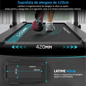 Resigilat - Banda de Alergat GO4FIT® Slim, Model FIT10, Motor 2.5CP, Viteza Maxima 12km/h, Greutate Utilizator 120 kg - Img 3