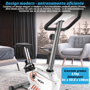 RESIGILAT - Bicicleta fitness magnetica, GO4FIT, model GF100, greutate maxima utilizator 130 kg, functii: timp, viteza, distanta, calorii, puls, volanta 2.5 kg, 8 niveluri de rezistenta - Img 4