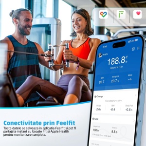 Resigilat - Cantar Electronic Inteligent GO4FIT®, Model BS100, Bluetooth, 30 x 30 cm, 14 Indici - Img 4