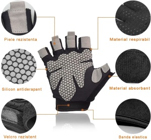 Resigilat - Manusi Fitness GO4FIT® pentru Sala, Material Respirabil Perforat, Palma Captusita 7 mm, Puncte de Silicon Antiderapante, Inchidere Velcro, Zona Absorbanta pe Degete, pentru Culturism, Crossfit si Ciclism, Roz/Negru, Marimea M - Img 2