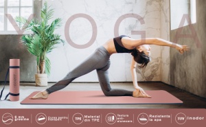 RESIGILAT - Saltea pentru antrenament , GO4FIT, pentru yoga, fitness, aerobic, pilates, exercitii la sol, dimensiune 183*62*6 mm - Img 5