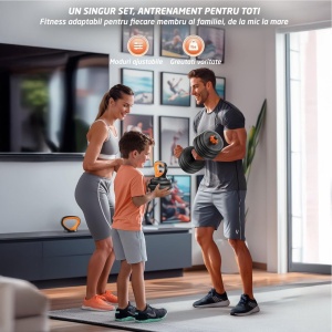 Resigilat - Set Gantere Reglabile GO4FIT, Model FED, 20kg, Extensie Haltera si Baza Kettlebell, Manere Flotari, Protectie Bara, Sistem de Prindere Sigur, Manere Antiderapante, Antrenament Complet Acasa sau Sala - Img 7