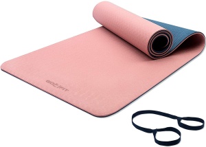 Saltea Fitness si Yoga GO4FIT®, 183 x 62 cm, Grosime 6 mm, Dublu Strat cu Textura Antiderapanta, Material Eco-Friendly Rezistent la Apa, Usor de Curatat, Usoara si Rulabila, pentru Pilates, Aerobic si Exercitii la Sol, Roz Pudra