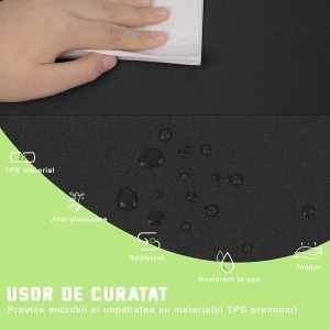 Saltea Fitness si Yoga GO4FIT®, 183 x 62 cm, Grosime 6 mm, Dublu Strat cu Textura Antiderapanta, Material Eco-Friendly Rezistent la Apa, Usor de Curatat, Usoara si Rulabila, pentru Pilates, Aerobic si Exercitii la Sol, Verde - Img 5