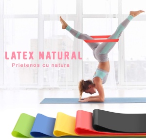 Set 5 Mini Benzi Elastice de Rezistenta GO4FIT®, Latex 100% Natural, 5 Niveluri de Dificultate 5-20 kg, pentru Sala, Fitness, Yoga, Pilates, Stretching si Gimnastica de Recuperare, 30 x 5 cm, Saculet Inclus, Multicolor - Img 6