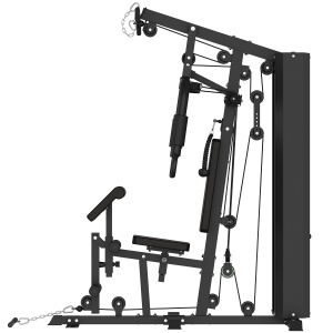 Aparat Multifunctional Fitness GO4FIT®, Model M100, Home Gym 3-in-1, Bloc Greutati 68 Kg, Sistem Scripeti & Cabluri, Banca Scott & Presa Piept, Scaun Reglabil, Cadru Otel Solid, Antrenament Full Body, Negru - Img 3