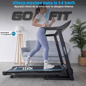 Banda de Alergat GO4FIT® Model FIT500, Viteza Maxima 14 km/h, Motor 2.5CP, Aparat Masaj, Inclinare Manuala, Pliere Hidraulica, 12 Programe, Bluetooth, Aplicatii, Kinomap, Zwift, FitShow, Greutate Utilizator 120kg, Timp, Distanta, Calorii, Viteza - Img 2