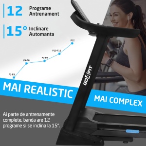 Banda de Alergat GO4FIT® Performance, Model FIT200, Motor 3.5CP, Viteza Maxima 18km/h, Sistem Pliere Hidraulic, Inclinare Automanta, Greutate Maxima Utilizator 130 KG - Img 5