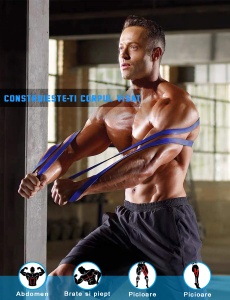 Banda Elastica Lunga GO4FIT®, Resistance Band din Latex 100% Natural, Rezistenta 18-36 kg, Lungime 208 cm, pentru Fitness, Sala, Mobilitate, Stretching, Yoga si Gimnastica de Recuperare, Incepatori si Avansati, Mov - Img 2