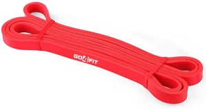 Banda Elastica Lunga GO4FIT®, Resistance Band din Latex 100% Natural, Rezistenta 7-16 kg, Lungime 208 cm, pentru Fitness, Sala, Mobilitate, Stretching, Yoga si Gimnastica de Recuperare, Incepatori si Avansati, Rosu
