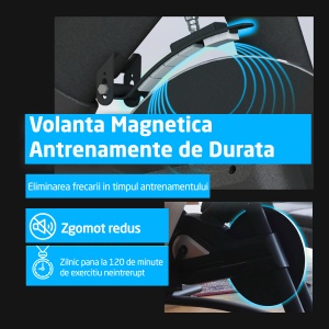 Bicicleta Spinning Magnetica GO4FIT® Model GF220 PRO, Volanta 18kg, Rezistenta Ajustabila, Greutate Maxima Utilizator 150kg - Img 4
