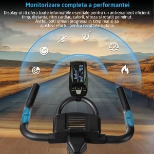 Bicicleta Spinning Magnetica GO4FIT® Model GF230, Volanta 10kg, Rezistenta Ajustabila, Greutate Maxima Utilizator 120kg. - Img 5