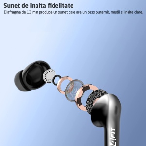 Casti Wireless Audio, GO4FIT®, Model GX08, Afisare LED, Autonomie 30 h, Negru - Img 5