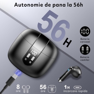 Casti Wireless Audio GO4FIT®, Model GX09, Microfon, Afisaj LED, Autonomie 56h, culoarea negru - Img 4