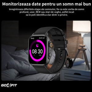 Ceas Smartwatch GO4FIT®, Ecran Touch 1.95’’ Amoled, Apeluri, Notificari, Microfon, Difuzor, Autonomie 7 Zile, culoarea negru - Img 8
