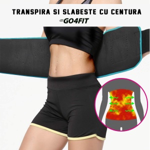 Centura de Slabit GO4FIT® pentru Fitness, Efect de Sauna, Neopren Gros fara Latex, Modelare Talie si Abdomen, Buzunar pentru Telefon, Inchidere Velcro Ajustabila, Flexibila si Confortabila, Albastru - Img 4