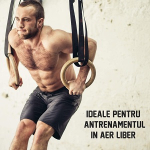 Inele de Gimnastica din Lemn GO4FIT®, Set 2 Inele cu Curele Reglabile si Catarama, Suporta pana la 500 kg, Montare pe Bara sau Copac, Interior si Exterior, pentru Fitness, Gimnastica si Exercitii cu Greutatea Corpului - Img 2
