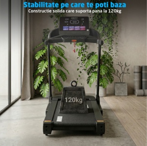 Resigilat - Banda de Alergat GO4FIT® Model FIT700, Viteza Maxima 18 km/h, Motor 3.5 CP, Inclinare Automata 15 Nivele, Pliere Hidraulica, 15 Programe, Bluetooth, Greutate Utilizator 120 kg, Ecran LED, Cheie de Siguranta, Roti Transport - Img 8